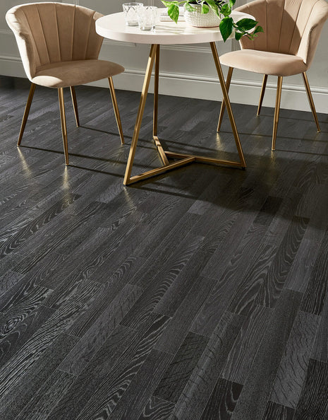 Gable 2.3m Cushioned Roll Vinyl Flooring  - Espresso Oak Plank