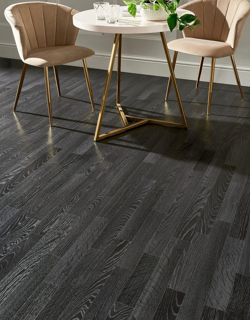 Gable 2.3m Cushioned Roll Vinyl Flooring  - Espresso Oak Plank