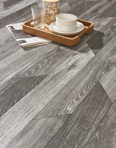 Gable 2.3m Cushioned Roll Vinyl Flooring  - Ivy Staggered Oak