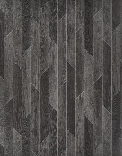 Gable 2.3m Cushioned Roll Vinyl Flooring  - Espresso Staggered Oak