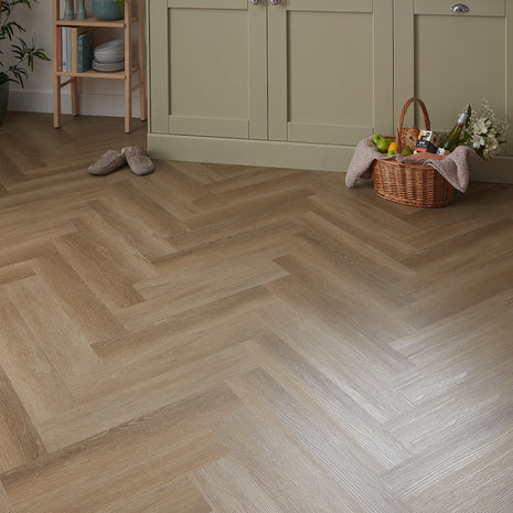 Scafell 5.2mm SPC Herringbone Flooring - Herringbone Ash Brown