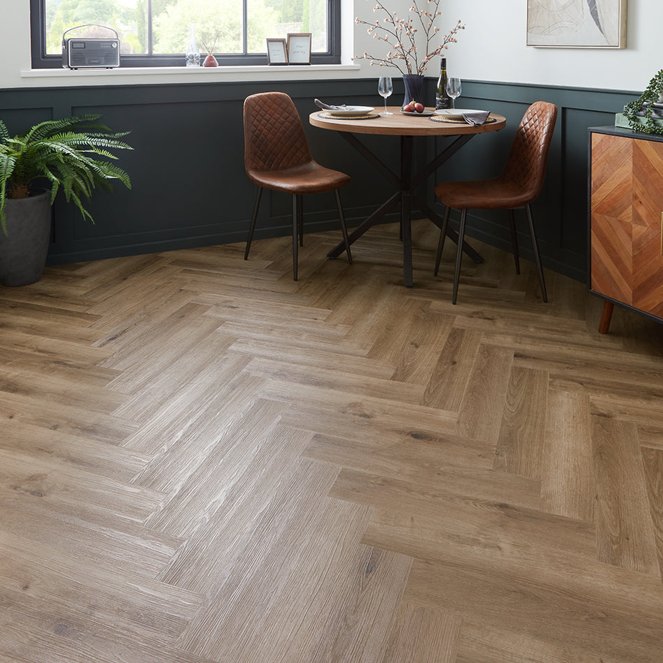 Scafell 5.2mm SPC Herringbone Flooring - Herringbone French Oak