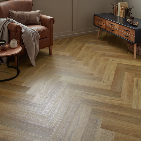 Scafell 5.2mm SPC Herringbone Flooring  -  Herringbone Natural Oak