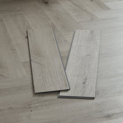 Scafell 5.2mm SPC Herringbone Flooring - Pewter Light Oak