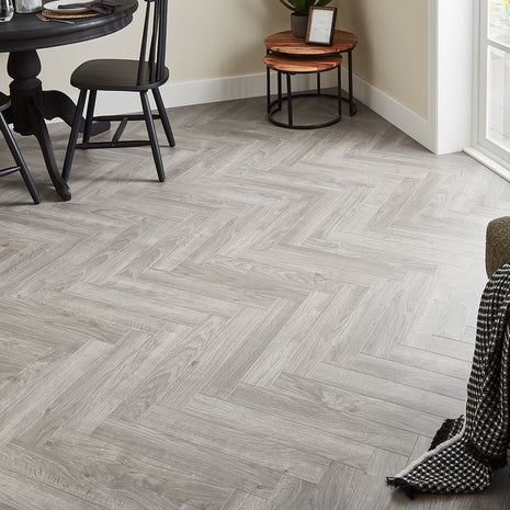 Berry Alloc Thirlmere Herringbone 8mm Laminate Flooring - Natural Grey-SAMPLE