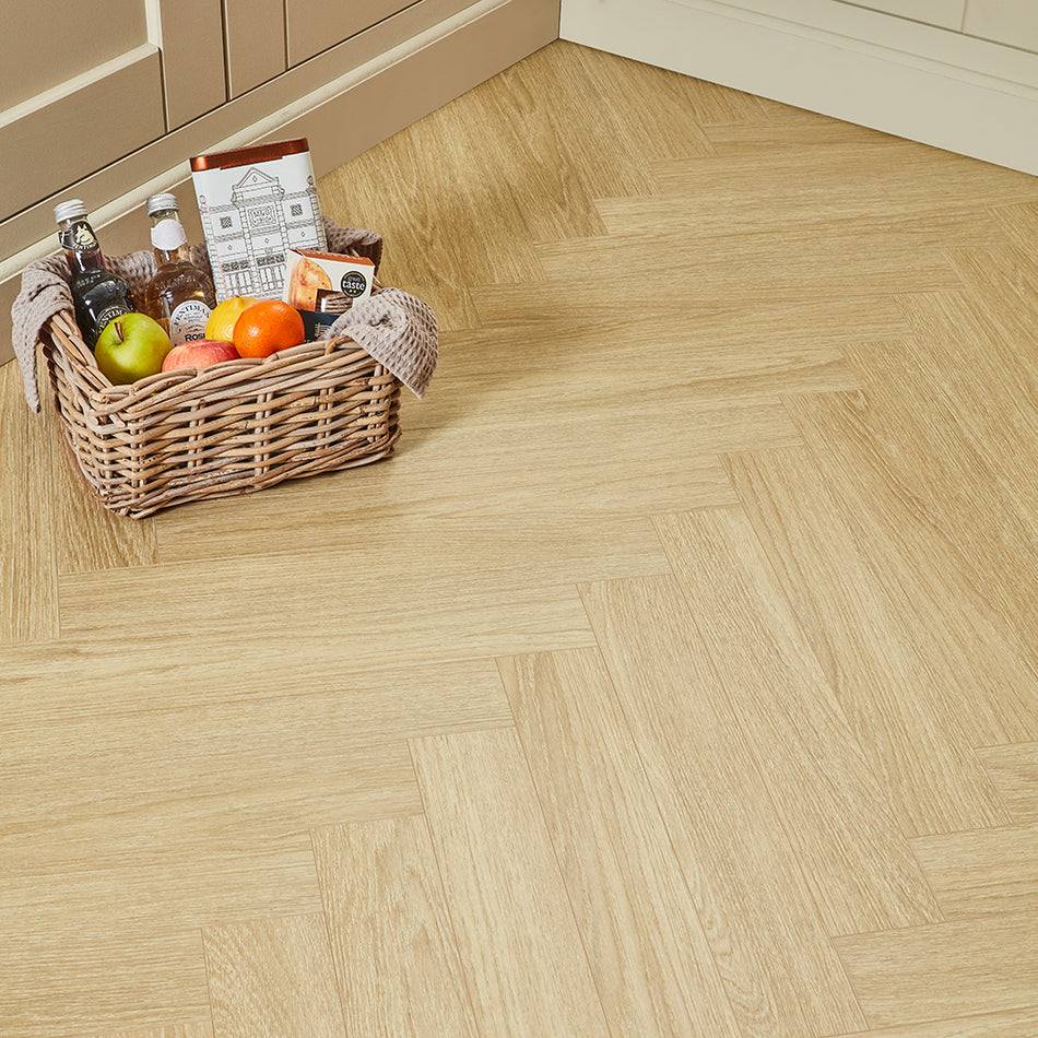 Berry Alloc Thirlmere Herringbone 8mm Laminate Flooring - Light Natural Oak