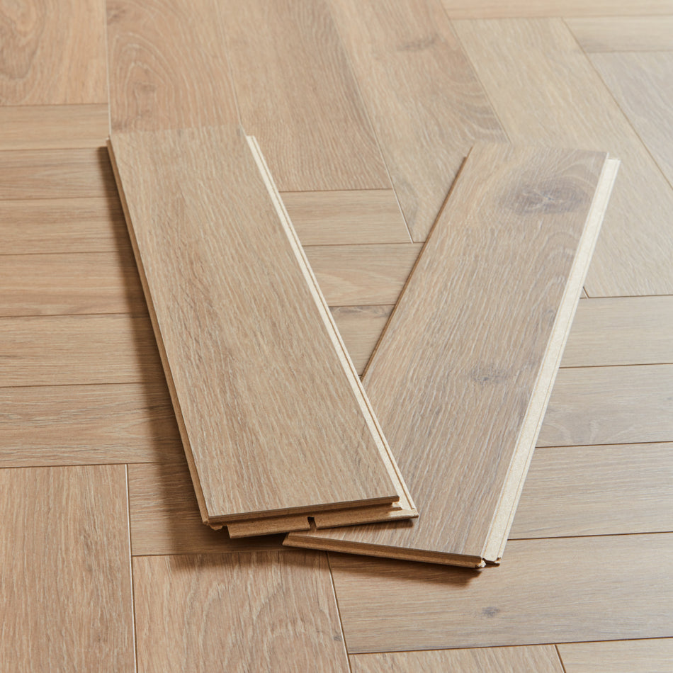 Berry Alloc Thirlmere Herringbone 8mm Laminate Flooring -Spring Tide