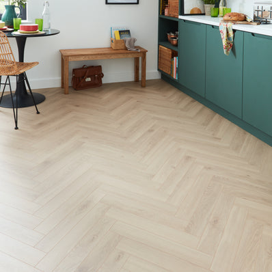Berry Alloc Thirlmere Herringbone 8mm Laminate Flooring - Natural Sand