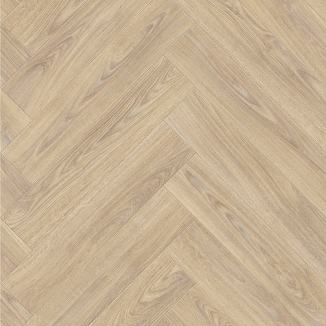 Bowfell 2mm Felt Back Roll Vinyl Flooring - Natural Oak Herringbone