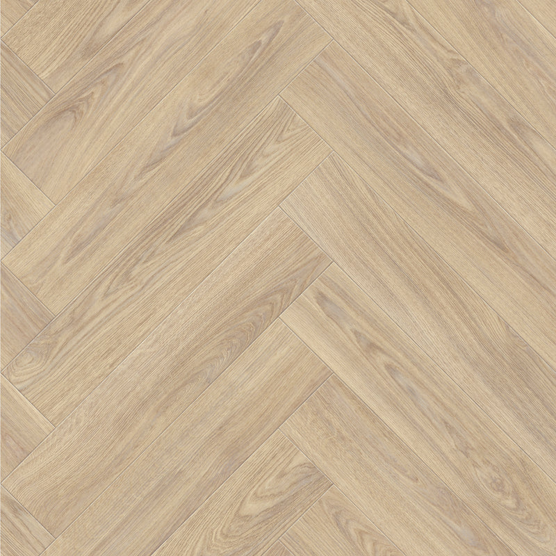 Bowfell 2mm Felt Back Roll Vinyl Flooring - Natural Oak Herringbone