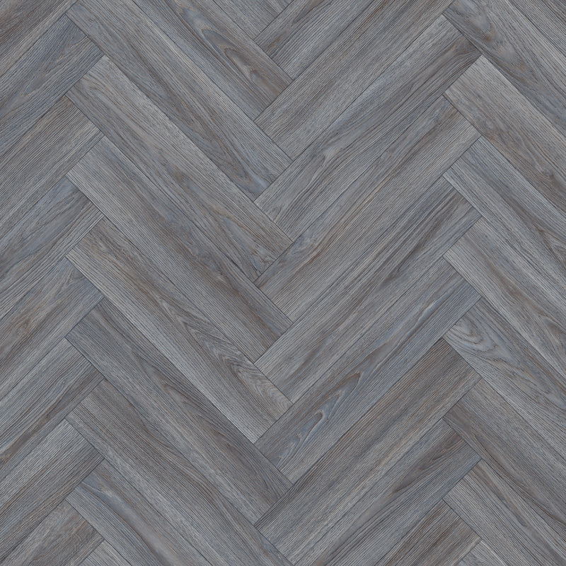 Bowfell 2mm Felt Back Roll Vinyl Flooring - Charcoal Grey Herringbone