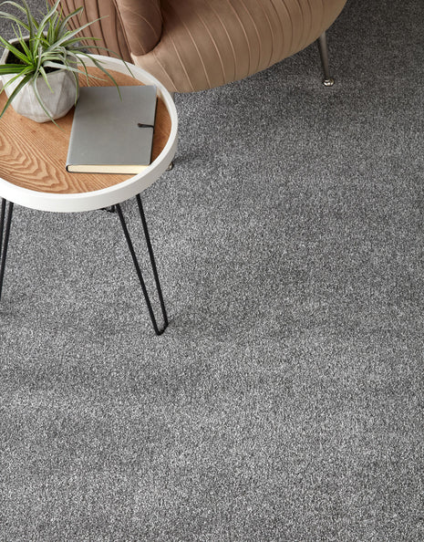 Keswick Dual Backing Backing 14mm Saxony Carpet - Feather Grey / 4m