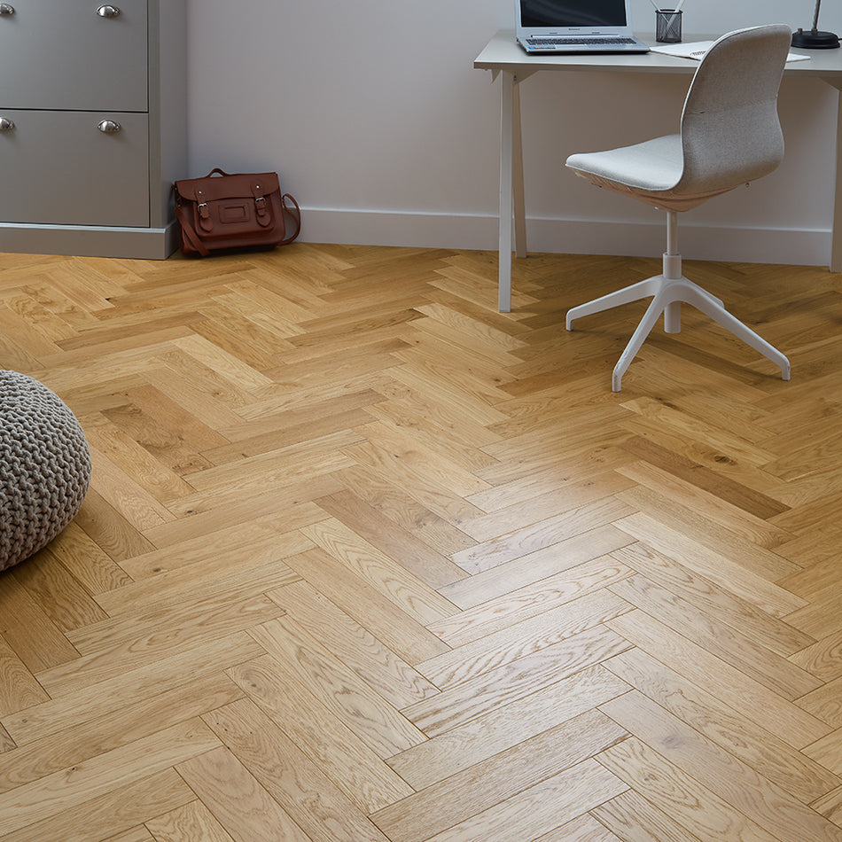 Nordic Herringbone 12mm Engineered Wood Flooring -  Brushed Lacquer