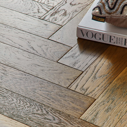 Nordic Herringbone 12mm Engineered Wood Flooring - Brushed Smoked Lacquer