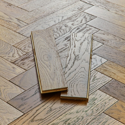Nordic Herringbone 12mm Engineered Wood Flooring - Brushed Smoked Lacquer