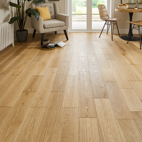 Malaren 14mm Lacquered Engineered Wood Flooring -Bright Oak-SAMPLE