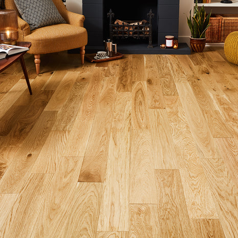 Geneva 14mm Lacquered Engineered Wood Flooring - Rustic Honey Oak-SAMPLE
