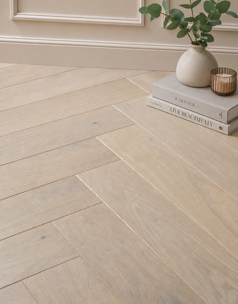 Elterwater Parquet 14mm Herringbone Engineered Wood Flooring - Cappuccino Oak