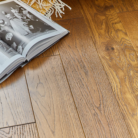 Garda 14mm Lacquered Engineered Wood Flooring - Smoked French Oak-SAMPLE