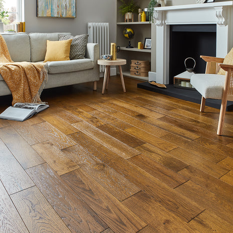 Garda 14mm Lacquered Engineered Wood Flooring - Smoked French Oak-SAMPLE