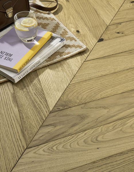 Constance 14mm Oiled Chevron Engineered Wood Flooring -  Natural Oak