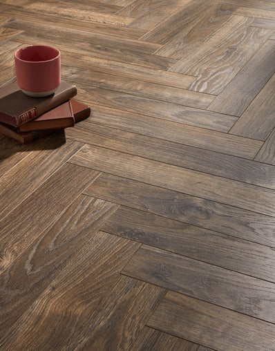 Berry Alloc Thirlmere Herringbone 8mm Laminate Flooring - Dark Oak-SAMPLE