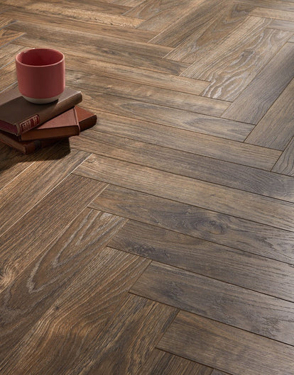 Berry Alloc Thirlmere Herringbone 8mm Laminate Flooring - Dark Oak-SAMPLE