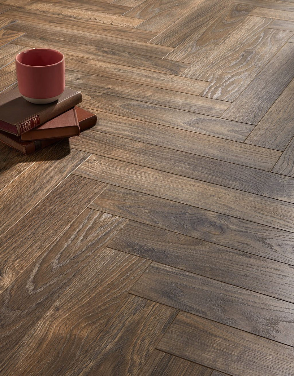 Berry Alloc Thirlmere Herringbone 8mm Laminate Flooring - Dark Oak-SAMPLE