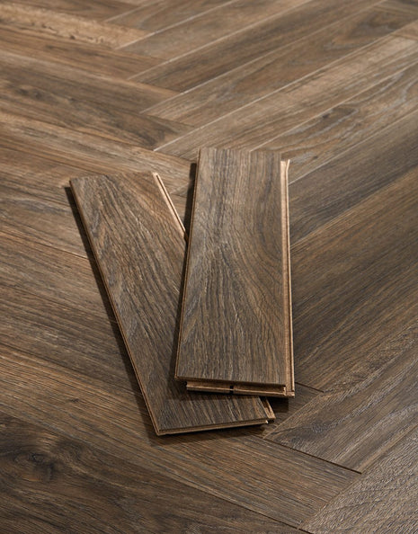 Berry Alloc Thirlmere Herringbone 8mm Laminate Flooring - Dark Oak-SAMPLE