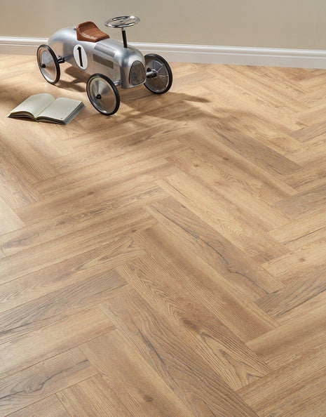 Kronotex Grasmere Herringbone 8mm Laminate Flooring - Bright Natural Oak-SAMPLE