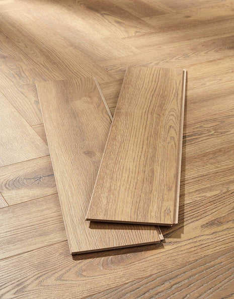 Kronotex Grasmere Herringbone 8mm Laminate Flooring - Bright Natural Oak-SAMPLE