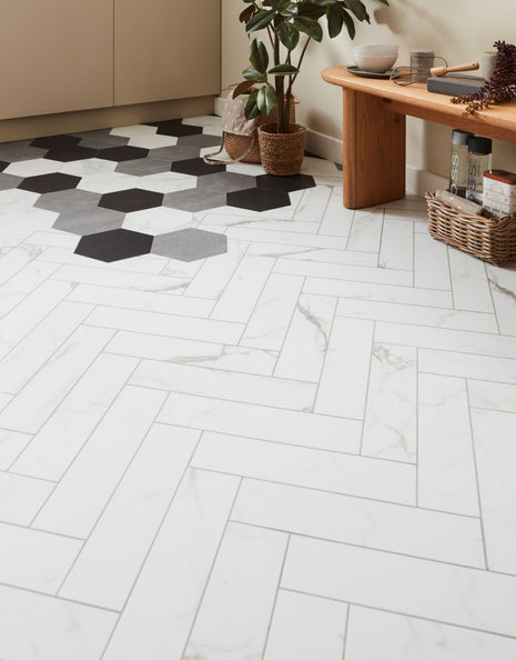 Asenso Heritage Herringbone   Frosted Marble-SAMPLE