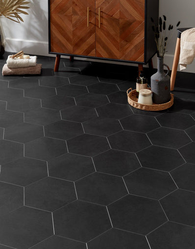 Asenso Aurora Hex Tile - Midnight Black-SAMPLE