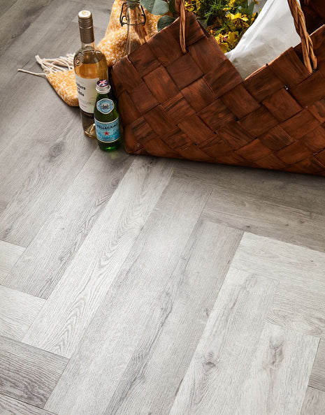 Asenso Artisan Herringbone - Shoreline Grey Oak