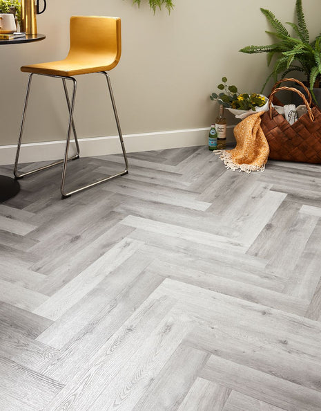 Asenso Artisan Herringbone - Shoreline Grey Oak