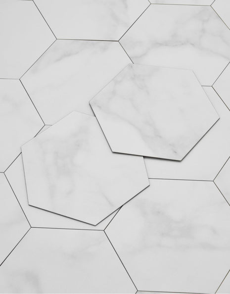Asenso Aurora Hex Tile -  Carrara Marble