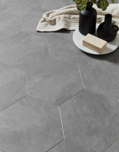 Asenso Aurora Rectangle Hex Tile - Dove Grey -SAMPLE