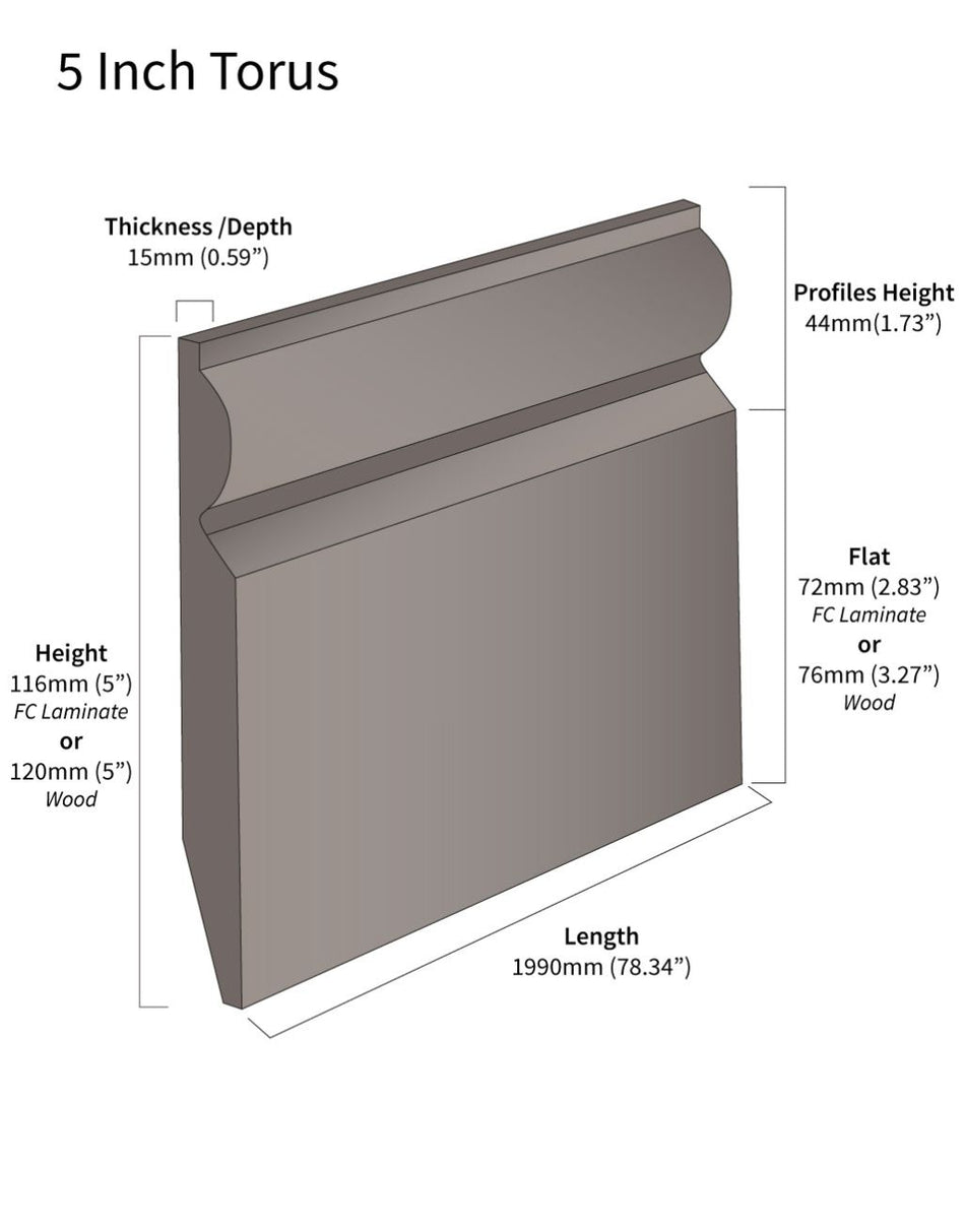 FC41 5 inch HDF Torus Skirting Board - Dark Oak