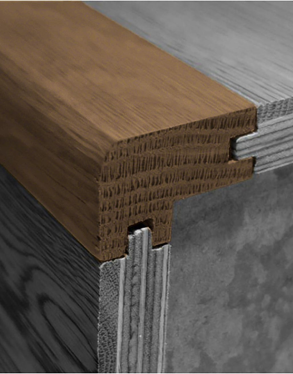 WS4 900mm Flush-Fit Nosing  (suitable for 14mm thick T&G Wood) - Dark Oak
