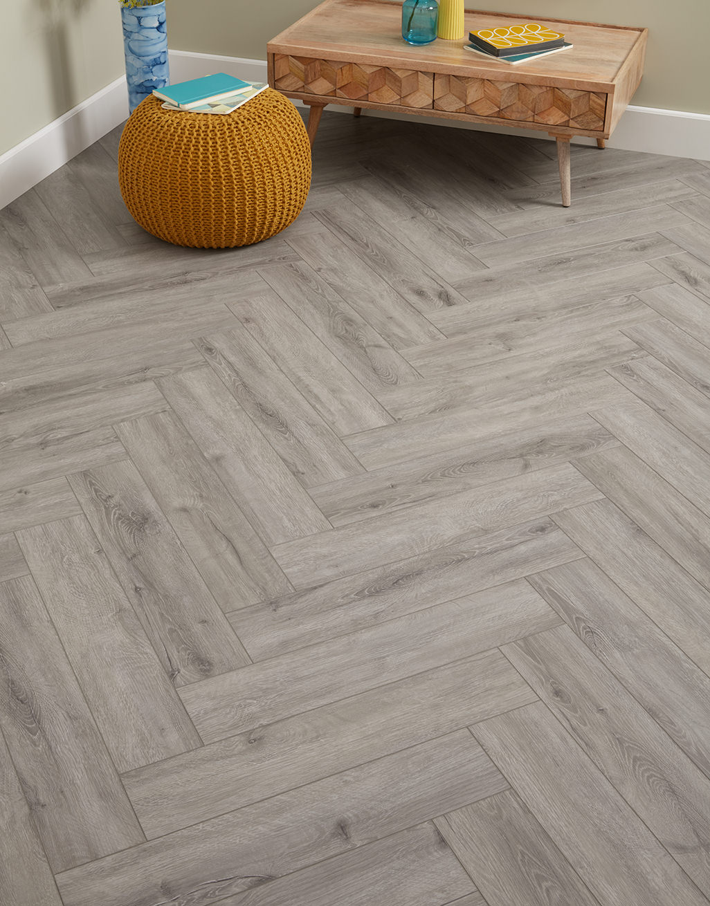 Boulevard Grey Herringbone Click Rigid Core SPC