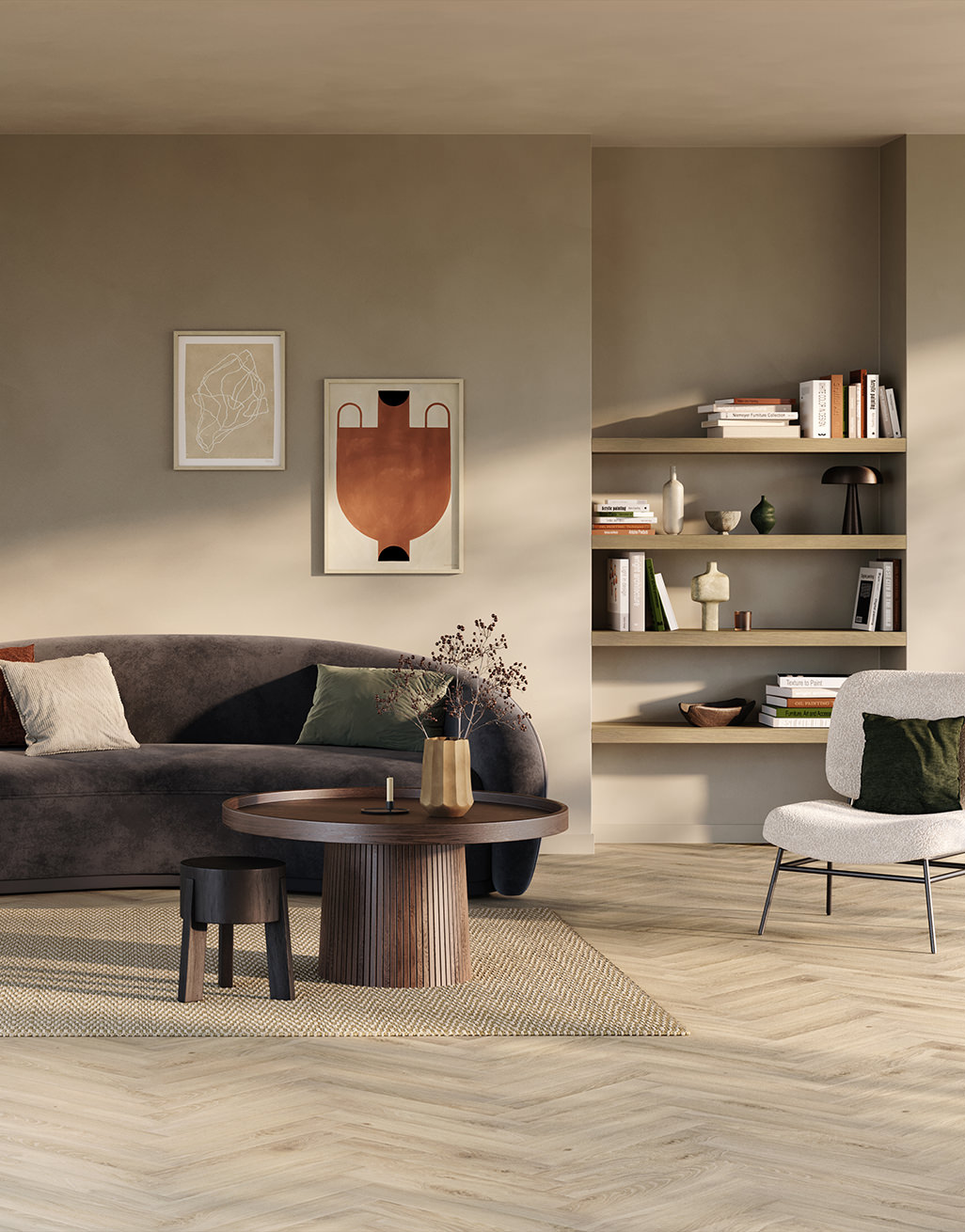 BerryAlloc Chateau Herringbone - Bloom Sand Natural Laminate Flooring