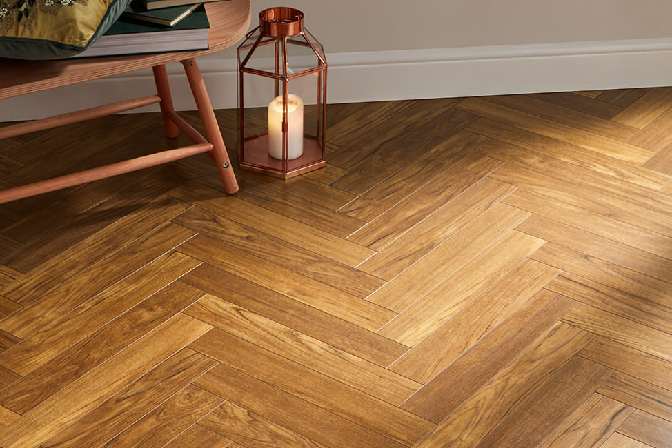 BerryAlloc Chateau Herringbone - Teak Brown Laminate Flooring