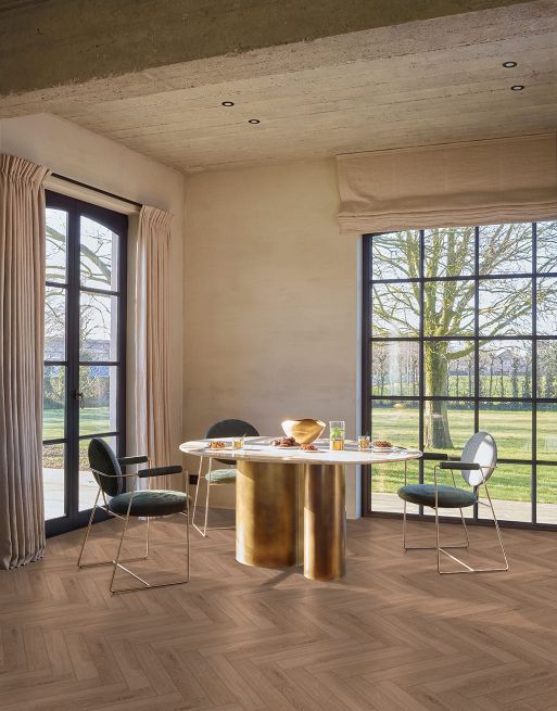 BerryAlloc Chateau Herringbone - Bloom Light Brown Laminate Flooring