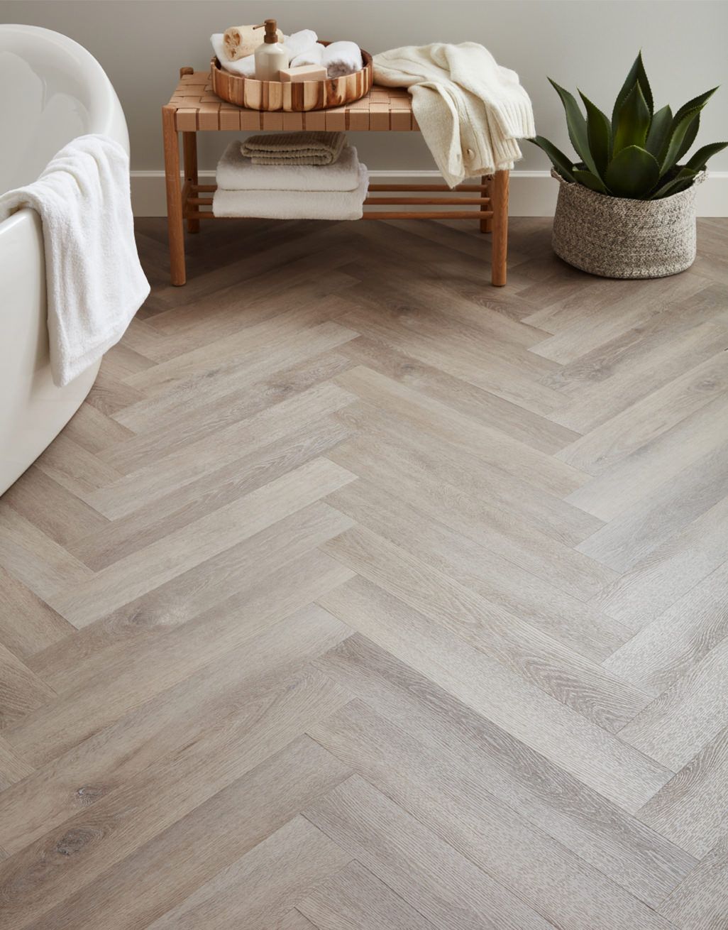 Asenso Artisan Herringbone - Whitewashed Cottage Oak 1