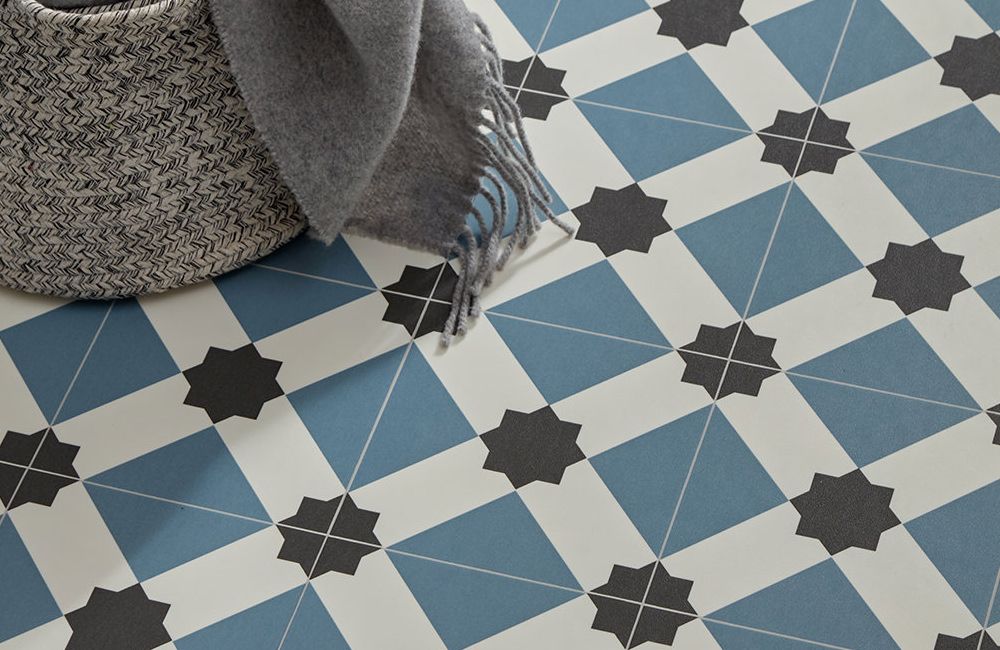 IVC Fashion Tiles - Marrakesh Blue Vinyl Flooring